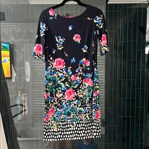 Eliza J Navy Floral Midi Dress